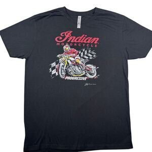 Indian‎ Motorcycle Graphic T-Shirt Black Progressive Racing Tee Size L